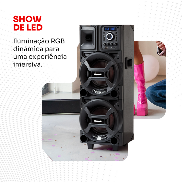 Caixa Amplificada Duplo 8 Black ACA 1101