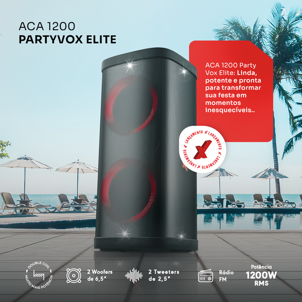 Caixa de Som ACA 1200 Party Vox Elite