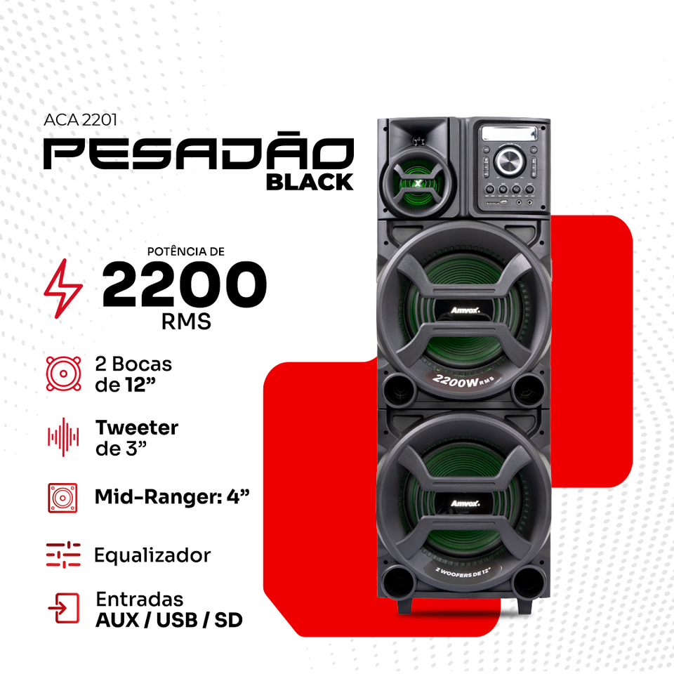 Caixa Amplificada Pesadão Black ACA 2201