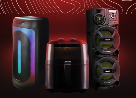 Conheça os novos lançamentos Amvox - Caixas de Som Titan, Pesadão, Festa II e Air Fryer 1250